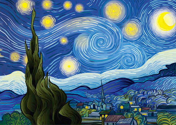 Van Gogh Starry Night 3D Postcard Dutch Master Shop 