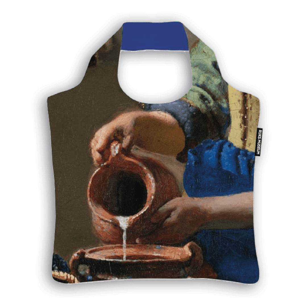 Johannes Vermeer The Milkmaid Shopping Bag with Zip Bag Vouwtas: Het melkmeisje / The Milkmaid, Johannes Vermeer, Rijksmuseum 